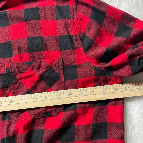 Beach Launch Lounge Womens Red Black Buffalo Check Pocket Flannel Shirt Size XL - Picture 5 of 7